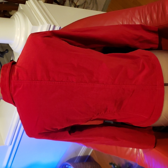 Vintage Essentials NEW Blazer Jacket Top Cotton Velour Front Zip RED Womens NWOT - Picture 4 of 15